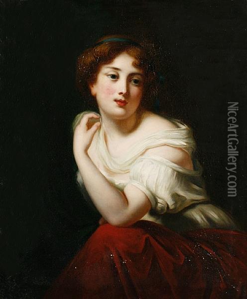 Portrait Of A Young Woman Oil Painting - Jean Baptiste Greuze