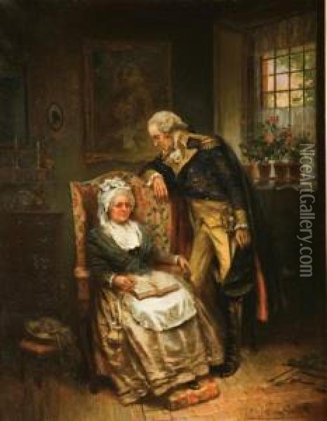 A Quiet Moment With George And Martha Washington Oil Painting - Edward Percy Moran