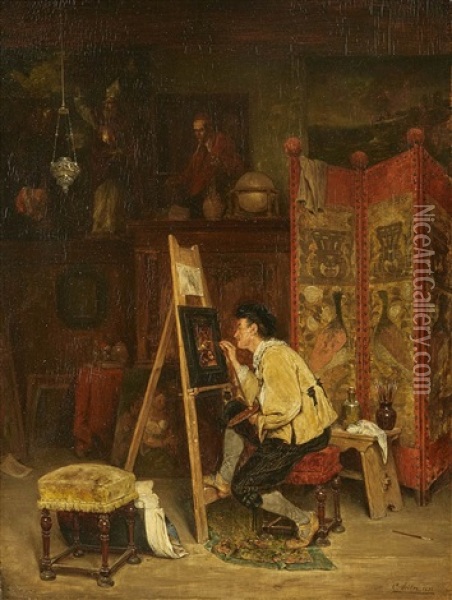 The Artist's Studio Oil Painting - Carl Wilhelm Anton Seiler