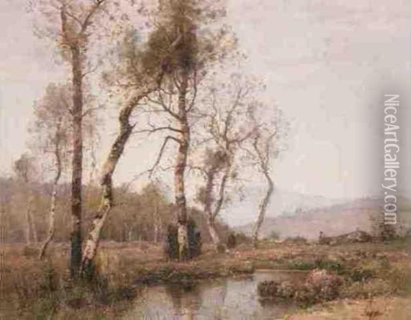 River Landscape Oil Painting - Louis-Aime Japy