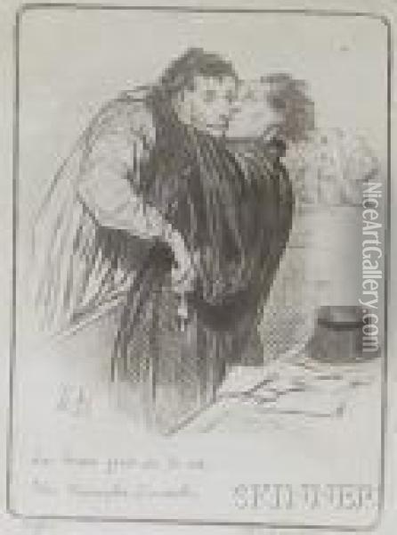 Les
Beaux Jours De Lavie, Un Triomphe D'avocat Oil Painting - Honore Daumier