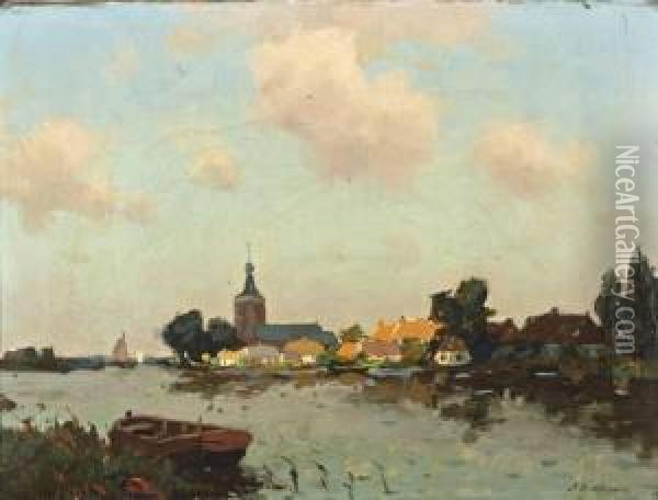 Gezicht Op Hasselt, Overijssel Oil Painting - Egnatius Ydema