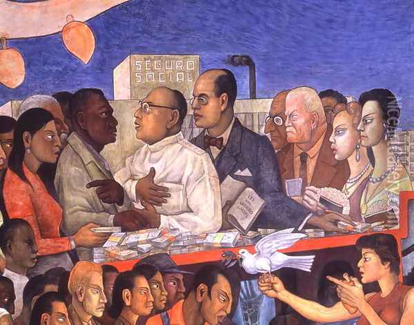 The History of Medicine in Mexico The People's Demand for Better Health, 1953 Oil Painting - Diego Rivera