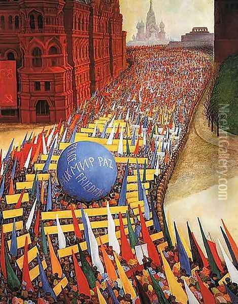 Desfile del 1o. de Mayo en Moscú Oil Painting - Diego Rivera