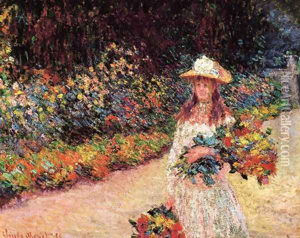 Young Girl In The Garden At Giverny Oil Painting - Claude Oscar Monet