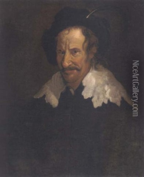 Portrait Of A Man In A Plummed Hat Oil Painting - Egbert van Heemskerck the Younger