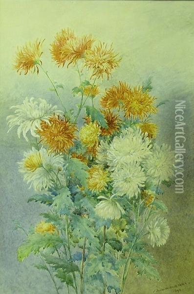 Chrysanthemums Oil Painting - John Jessop Hardwick