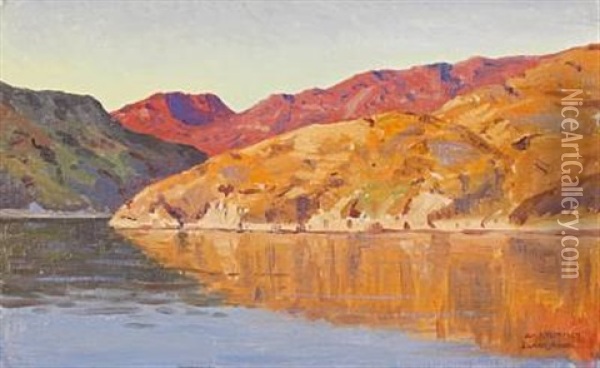 Coastal Scenery From Jakobshavn Oil Painting - Emanuel A. Petersen