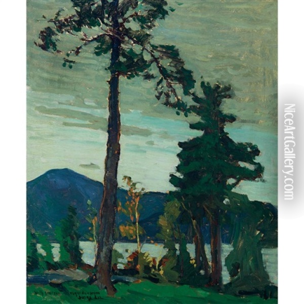 Trees Oil Painting - Jonas Lie