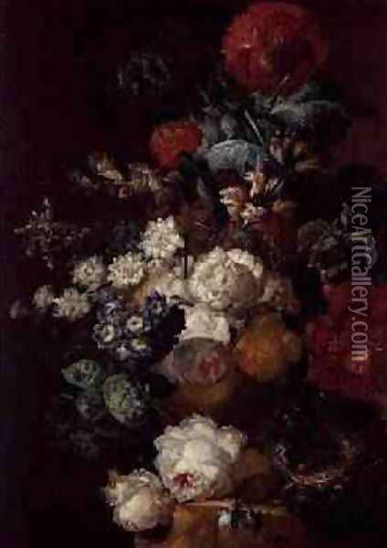 Still Life with Flowers and a Birds Nest Oil Painting - Jan van Os