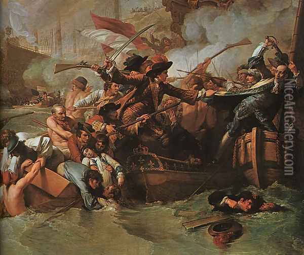 The Battle of La Hogue (detail) 1778 Oil Painting - Benjamin West