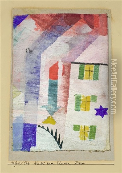 Das Haus Zum Blauen Stern Oil Painting - Paul Klee
