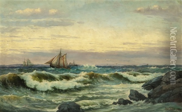 Norwegian Coast Oil Painting - Edvard Skari