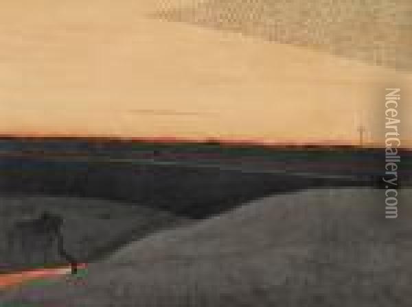 Landscape With Birds(ca. 1919) Oil Painting - Leon Spilliaert