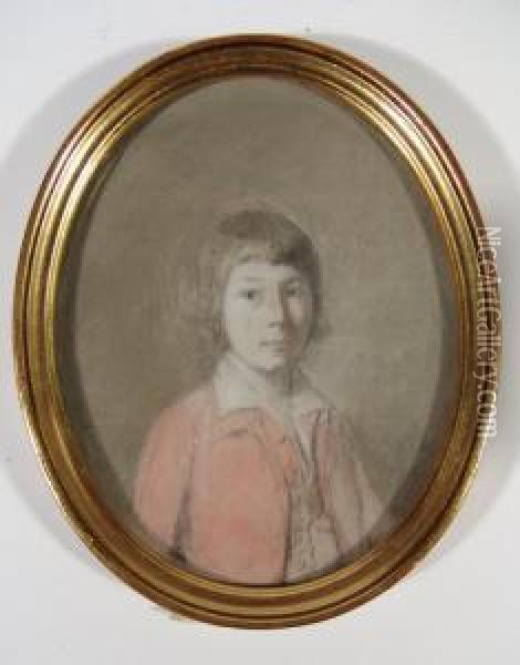 Oval Pastel Portrait Of A Boy Oil Painting - Thomas Hickey