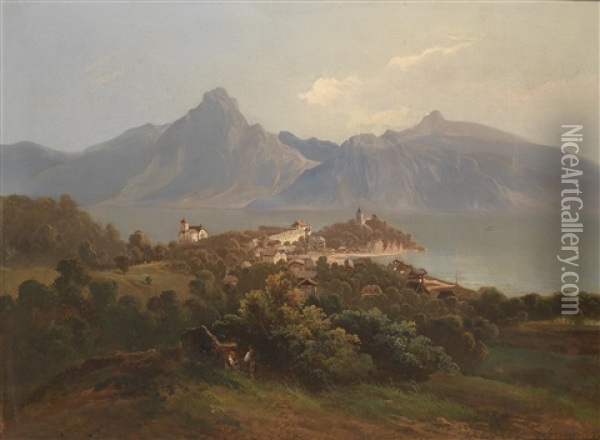 Blick Auf Traunkirchen Oil Painting - Theodore von Ehrmanns