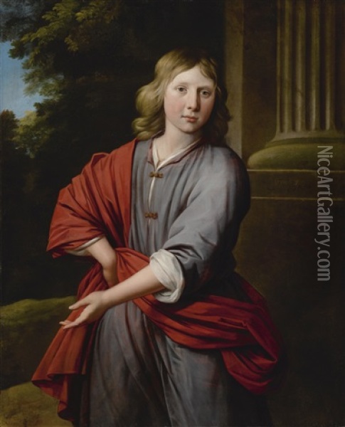 Portrait Of A Boy, Knee Length Oil Painting - Jan van Neck