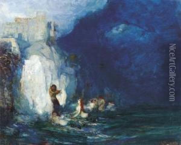 Sirene Oil Painting - Giuseppe Rivaroli