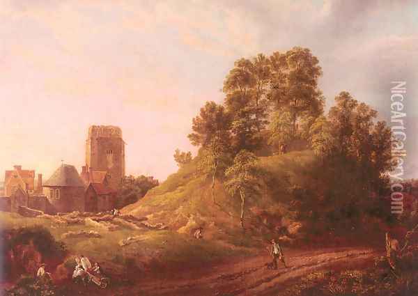 View Of Castle Hill, Oxford Oil Painting - Michael Angelo Rooker