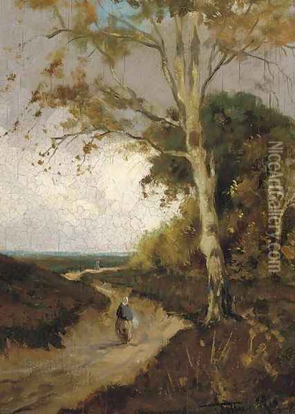 A figure on a pastoral track Oil Painting - Willem Cornelius Rip