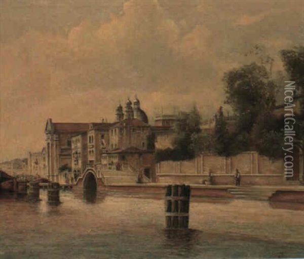 Canal Venitien Oil Painting - Charles Louis Guigon