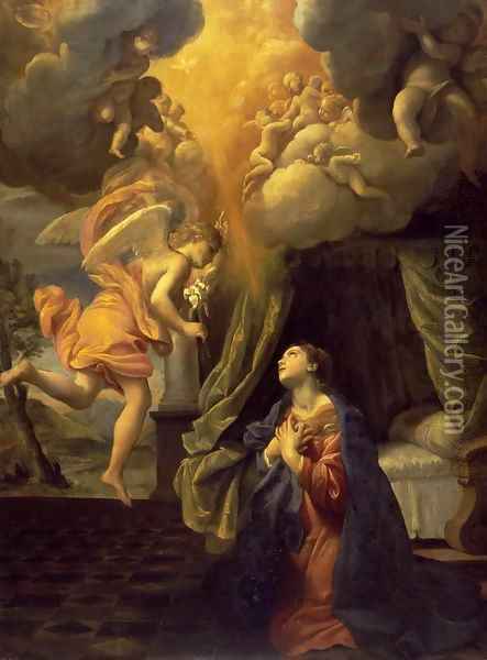 The Annunciation 2 Oil Painting - Giovanni Lanfranco