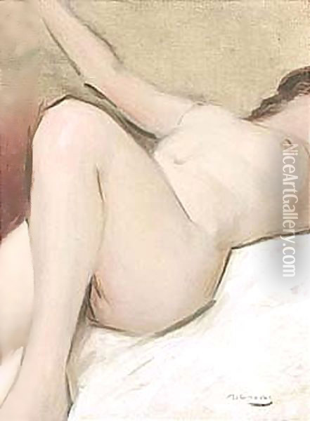 Escorzo De Desnudo (Female Nude) Oil Painting - Ramon Casas Y Carbo