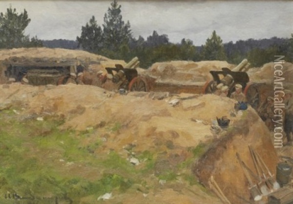 A Day In The Trenches Oil Painting - Ivan Alekseevich Vladimirov