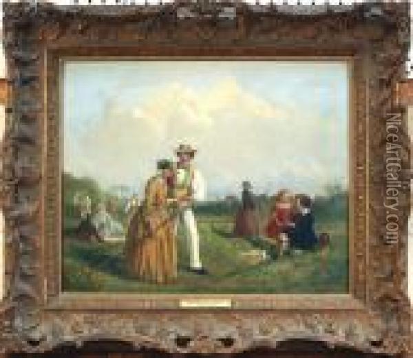 Figures Haymaking And Resting Within A Field Oil Painting - William Powell Frith