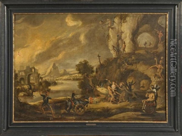 La Tentation De Saint Antoine Oil Painting - Joos de Momper the Younger