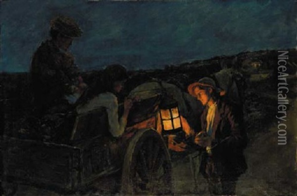 Study For Lighting Up Time Oil Painting - Stanhope Forbes