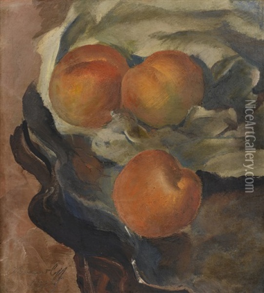 Yellow Peaches Oil Painting - Alexander Evgenievich Iacovleff
