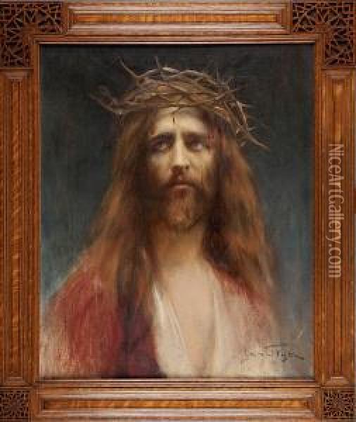 Chrystus W Koronie Cierniowej Oil Painting - Jan Styka