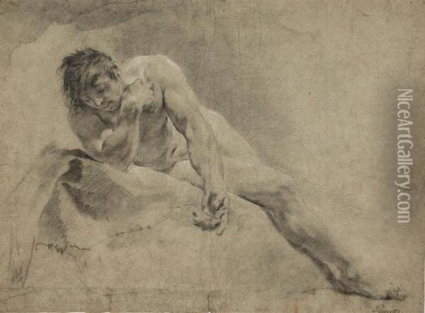 A Reclining Male Nude Oil Painting - Giovanni Battista Piazzetta