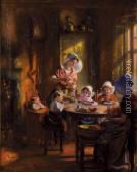 Le Gouter Des Enfants Oil Painting - Max Silbert