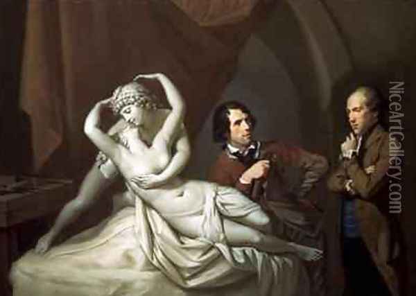 Antonio Canova 1757-1822 in his Studio with Henry Tresham 1751-1814 and a Plaster Model for the Cupid and Psyche Oil Painting - Hugh Douglas Hamilton