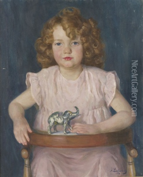 Girl With A Toy Oil Painting - Arnold Borisovich Lakhovsky