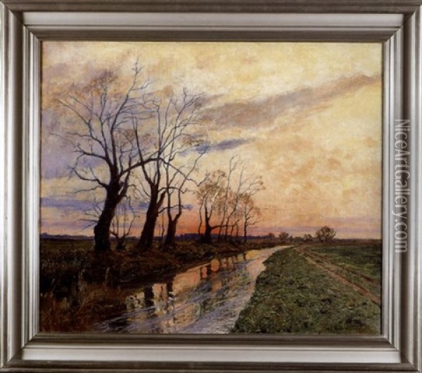 The Sunset Oil Painting - Michael Gorstkin-Wywiorski