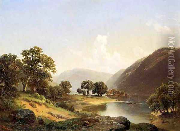 Mountain Landscape with River, Near Philadelphia Oil Painting - Gottlieb Daniel Paul Weber