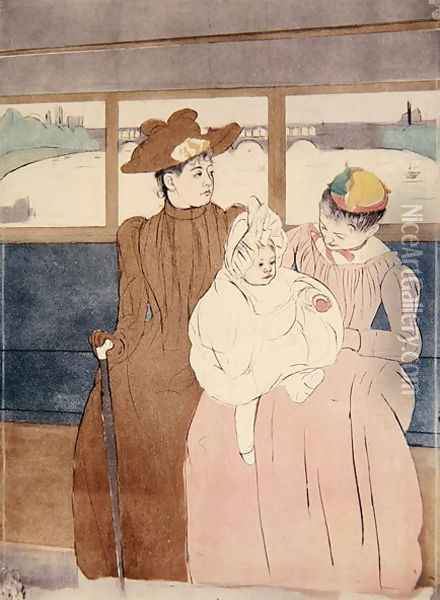 In the Omnibus (The Tramway) 1891 Oil Painting - Mary Cassatt