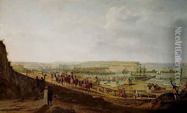 Napoleon I 1769-1821 Visiting the Camp at Boulogne Oil Painting - Jean-Francois Hue