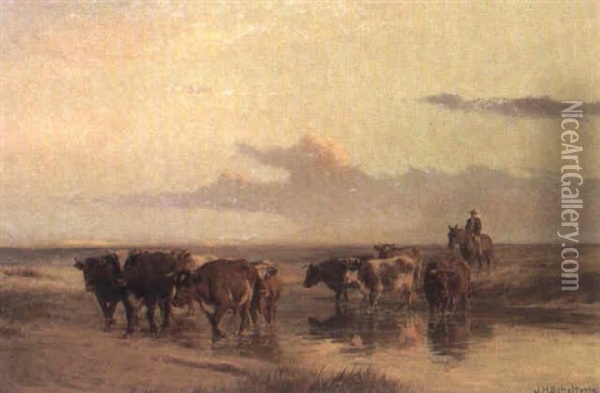 Crossing The Marshes Oil Painting - Jan Hendrik Scheltema