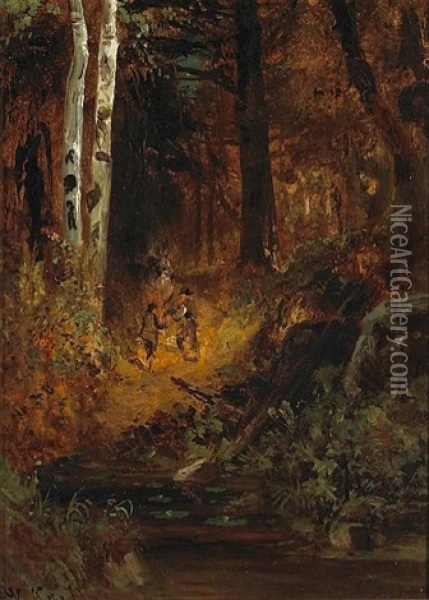 Two Woodsmen On A Trail Oil Painting - William Keith