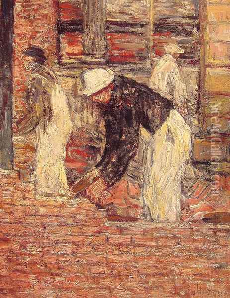 Bricklayers Oil Painting - Childe Hassam