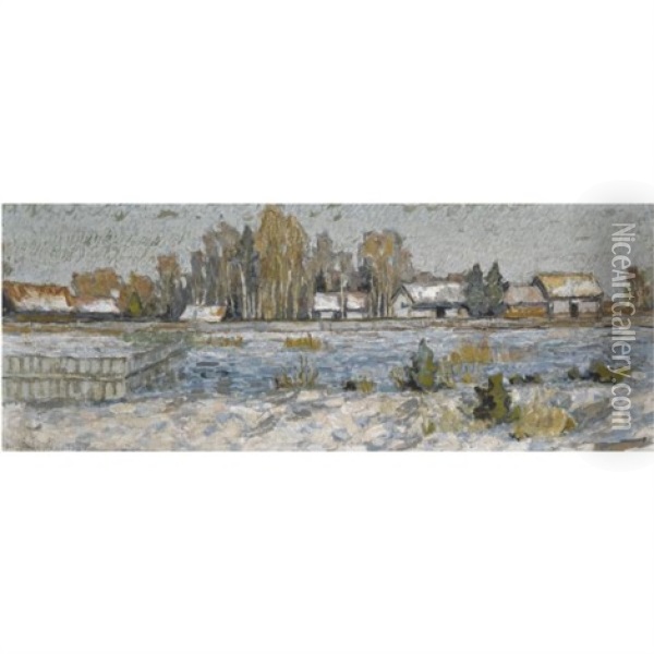 Winter Landscape Oil Painting - Petr Ivanovich Petrovichev
