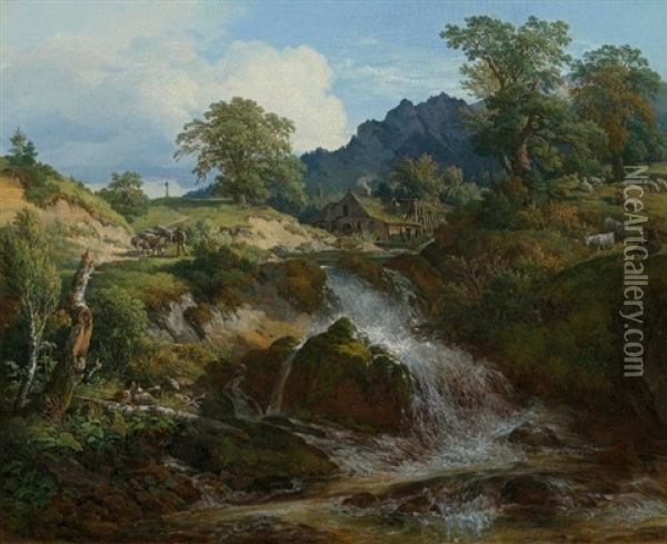 Landschaft Mit Muhle Oil Painting - Hans Heinrich Juergen Brandes
