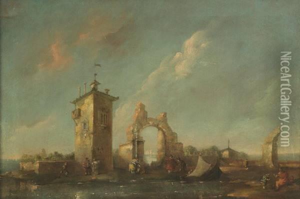 Ruins By The Shore Oil Painting - Francesco Guardi