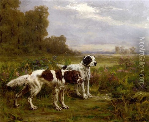 Two English Setters Oil Painting - Percival Leonard Rosseau