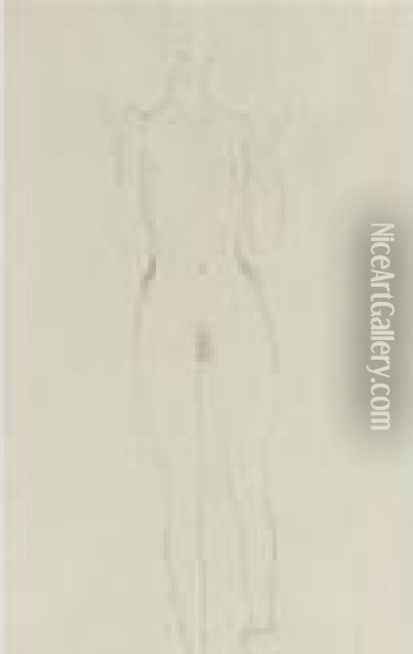 Akt Mit Erhobenen Unterarmen Oil Painting - Gustav Klimt