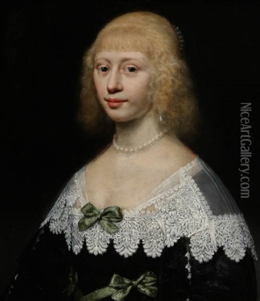 Smiling Girl (hague Mona Lisa) Oil Painting - Jan Anthonisz Van Ravesteyn